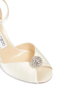 Sacora 85 Satin Heeled Sandals With Crystal Sphere