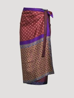 Scarfy Printed Silk Wrap Skirt