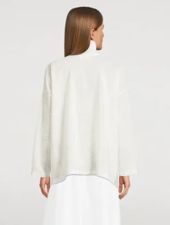 Scrunch-Neck Silk Shirt