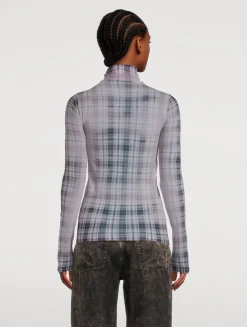 Seamless Turtleneck In Plaid Print