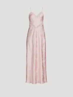 Serita Bow Jacquard Satin Slip Dress