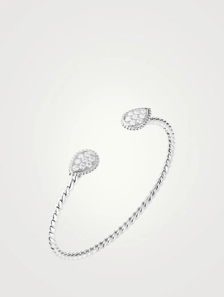 Serpent Bohème 18K White Gold Double Motif Bracelet With Diamonds