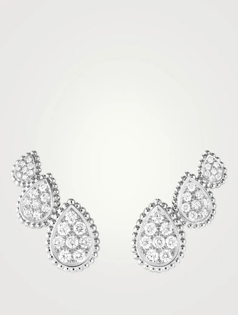 Serpent Bohème Three Motif White Gold Stud Earrings With Diamonds