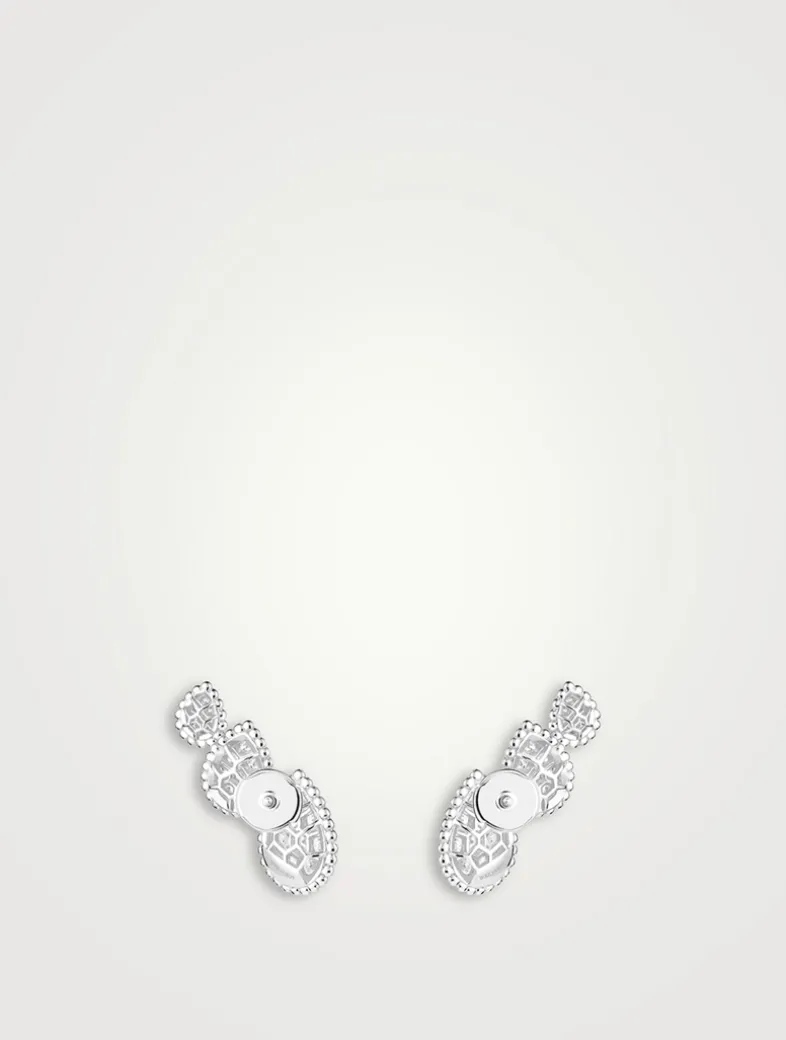 Serpent Bohème Three Motif White Gold Stud Earrings With Diamonds