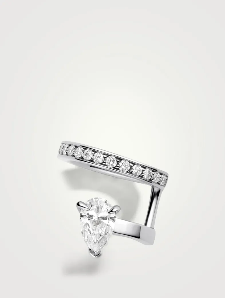 Serti Sur Vide Right 18K White Gold Ear Cuff With Diamonds