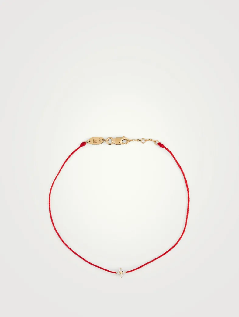 Shiny 18K Gold String Bracelet With Diamonds