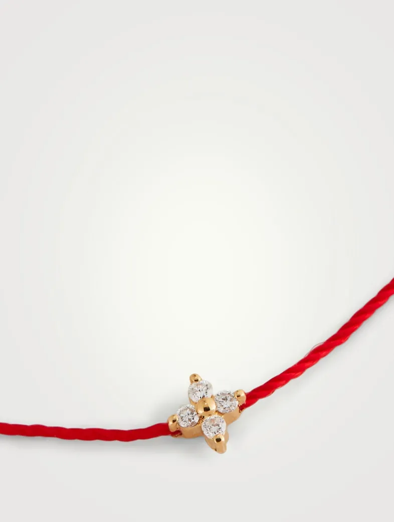 Shiny 18K Gold String Bracelet With Diamonds