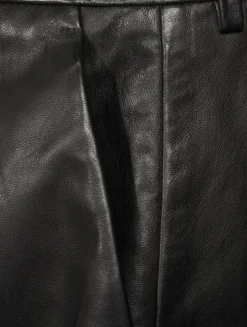 Side-Zip Leather Shorts