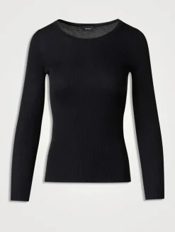 Silk-Cotton Ribbed Long-Sleeve Shirt