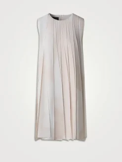 Silk Georgette Shift Dress In Chiaroscuro Print