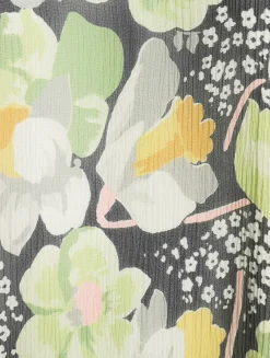Silk Sleeveless Dress In Daffodil Floral Print