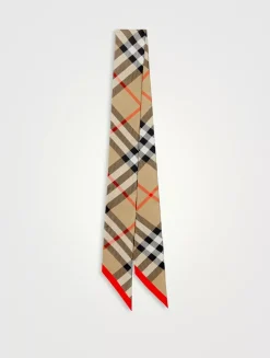 Skinny Check Silk Scarf