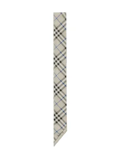 Skinny Contrast Check Silk Scarf