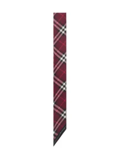 Skinny Contrast Check Silk Scarf