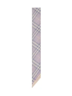 Skinny Contrast Check Silk Scarf