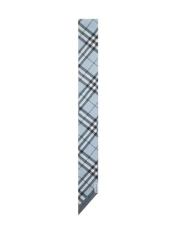 Skinny Contrast Check Silk Scarf