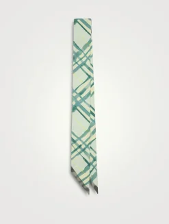 Skinny Reversible Check Silk Scarf