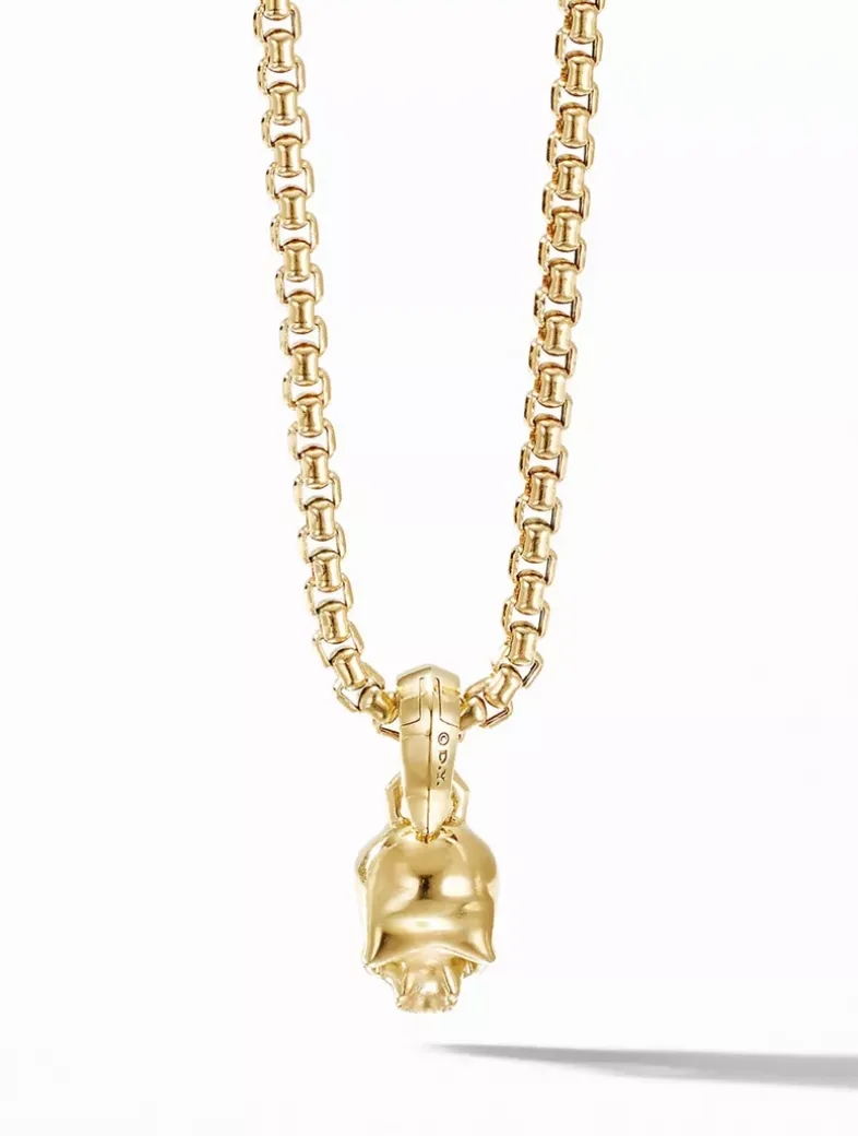 Skull Amulet In 18k Yellow Gold With Pavé Diamonds