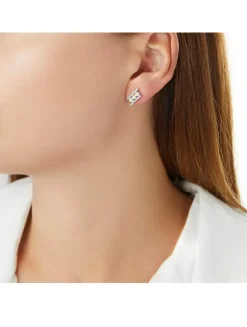 Sleek 18K White Gold Akoya Pearl Earrings With Diamonds