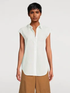 Sleeveless Shirt In Stripe Print