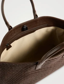 Small Ai Woven Leather Top Handle Bag