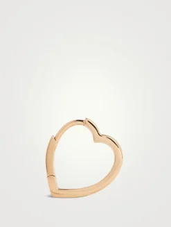 Small Antifer Heart 18K Rose Gold Hoop Earring