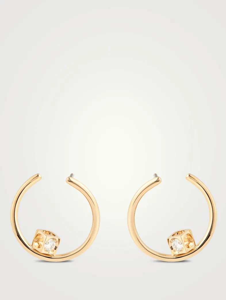 Small Le Cube Diamant 18K Gold Hoop Earrings With Diamonds