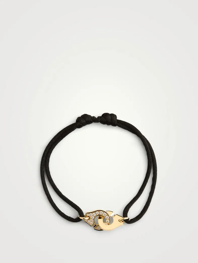 Small Menottes Dinh Van Cord Bracelet With 18K Gold And Diamonds