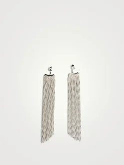 Solitaire Studs With Long Tassel Ear Jackets