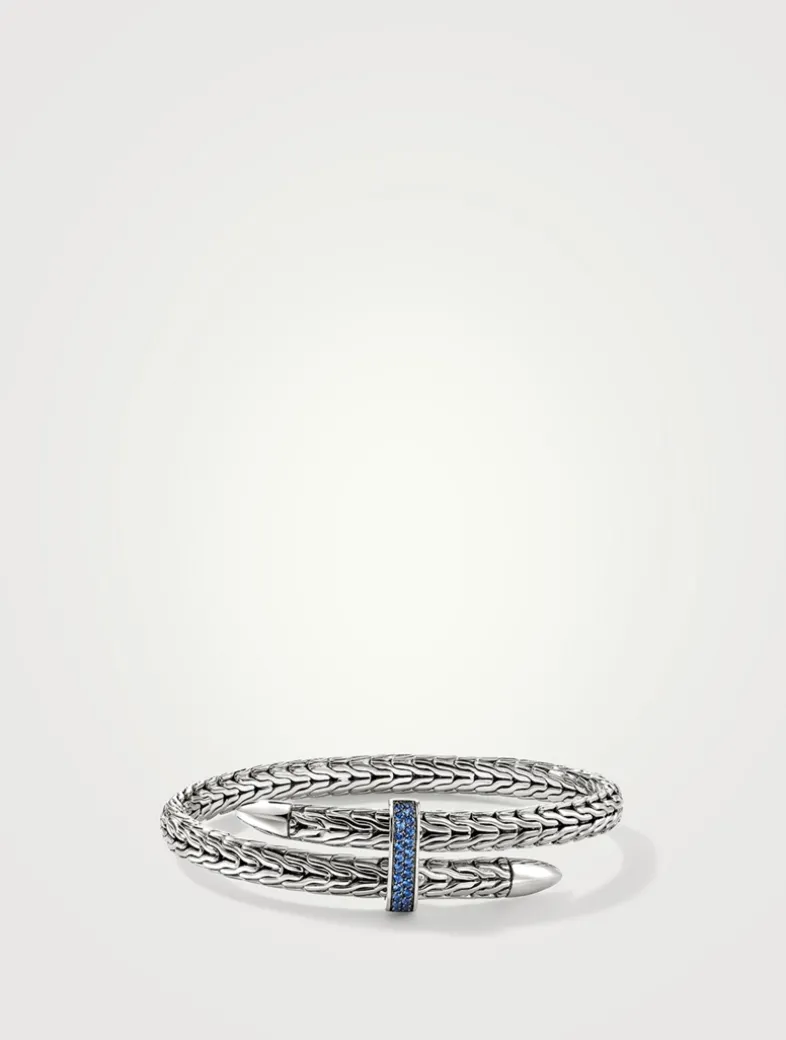 Spear Blue 5.5mm Cuff Bracelet With Blue Sapphire