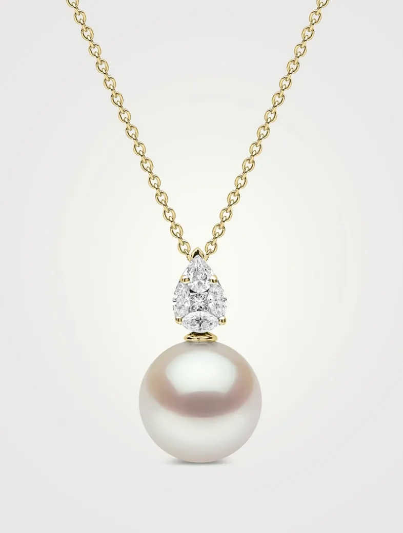 Starlight 18K Gold South Sea Pearl Pendant With Diamonds