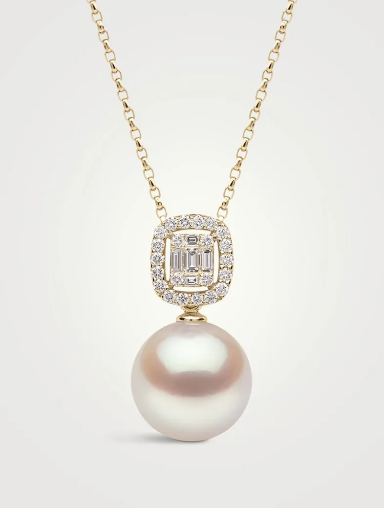 Starlight 18K Gold South Sea Pearl Pendant With Diamonds