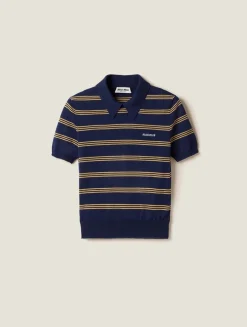 Striped Cashmere And Silk Polo Sweater