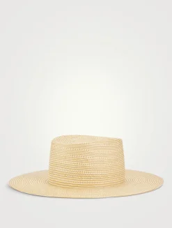 Striped Straw Boater Hat