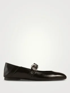Supermoto Leather Mary Jane Ballet Flats