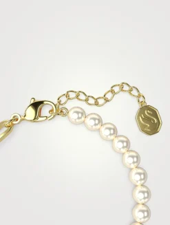 Teddy Bear Faux Pearl And Crystal Bracelet