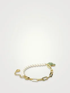 Teddy Bear Faux Pearl And Crystal Bracelet