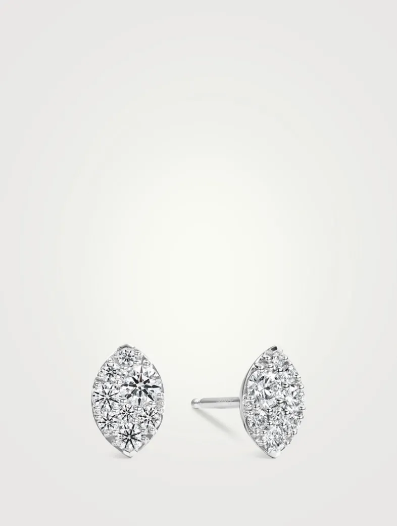 Tessa 18K White Gold Diamond Navette Earrings