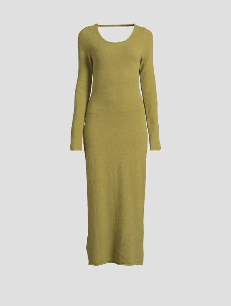 Textured Knit Long-Sleeve Dress