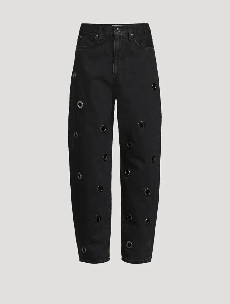 The Narrow Grommet Barrel-Leg Jeans