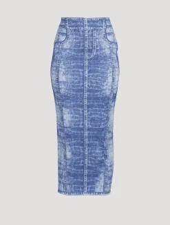 Trompe L'œil Denim Pencil Skirt