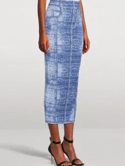 Trompe L'œil Denim Pencil Skirt