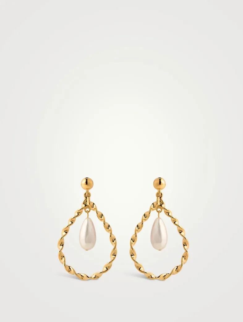 Twisted Faux Pearl Drop Clip-On Earrings