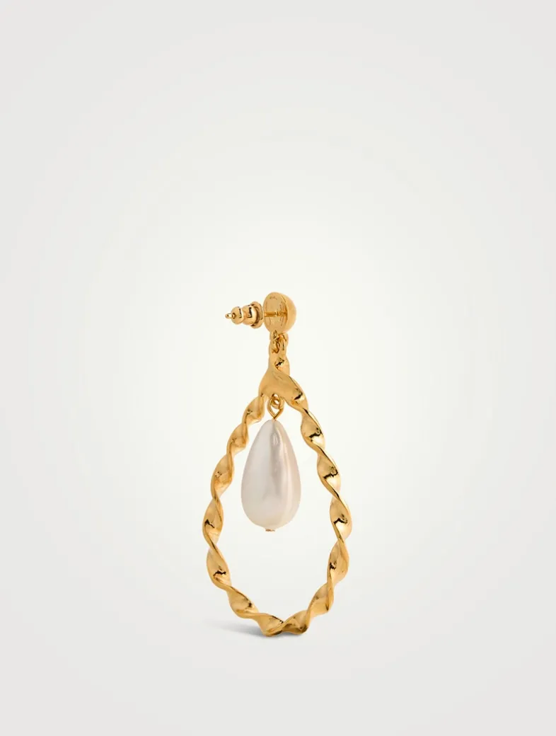 Twisted Faux Pearl Drop Clip-On Earrings