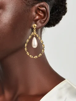 Twisted Faux Pearl Drop Clip-On Earrings