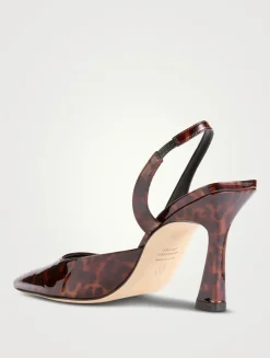 Vinnie Patent Leather Slingback Pumps In Tortoise Print