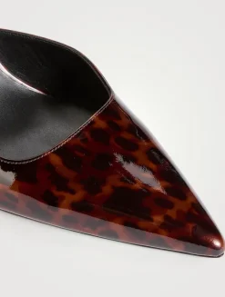 Vinnie Patent Leather Slingback Pumps In Tortoise Print