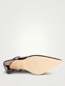 Vinnie Patent Leather Slingback Pumps In Tortoise Print