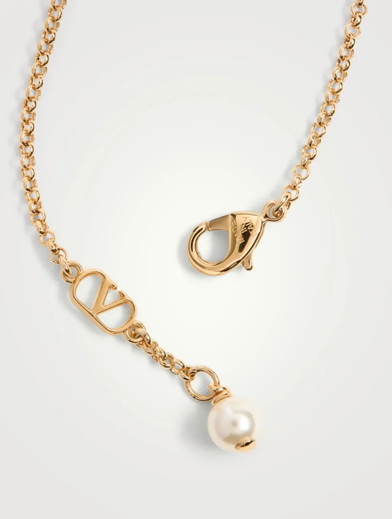 VLogo Ovalette Chain Bracelet With Crystal