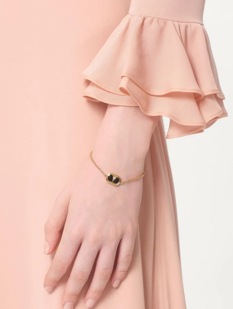 VLogo Ovalette Chain Bracelet With Crystal